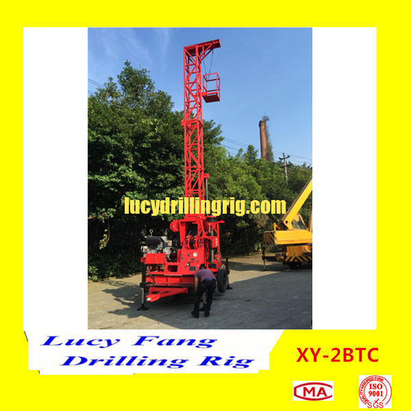 Deuts Engine China XY-2BTC Trailer Mounted Mobile Geotechnical Drilling Rig with SPT Equip